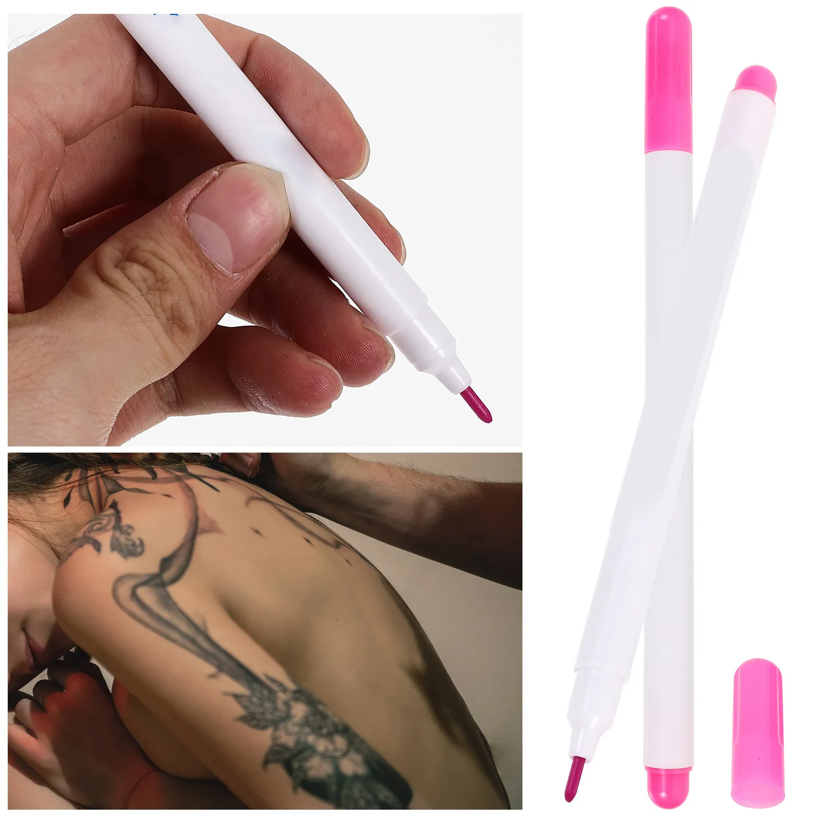 12Pcs Skin Marking Pens Water-Based Colorful Ink Non-Smearing Long-Lasting Tattoo Piercing Eyebrow Positioning Marker Pen