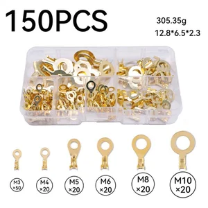 150pcs/set Round Terminal Block DJ431 O-type Lugs Terminals Cold-Pressed Connector Copper Tab Wiring Nose Combination Set steel