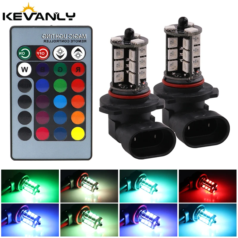 2pcs H4 RGB H7 LED Fog Light H8 H11 LED Bulb 5050SMD 9005 HB3 LED HB4 9006 H27 RGB Colorful H1 Bulbs Car Front Fog Lights Remote