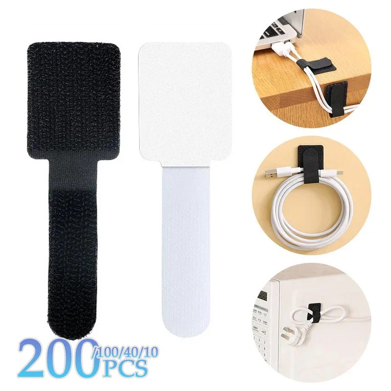 10-200PCS Maus Kopfhörer Schleife Band Draht Organizer Selbstklebende Kabelbinder Schreibtisch Draht