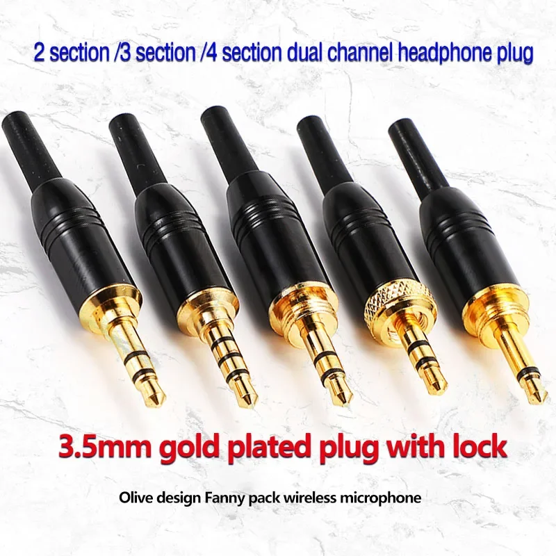 3.5mm With Lock Plug For Sony Microphone Earphone D16 Stereo Monitor Small Three Core 2/3/4 section Internal And External Thread