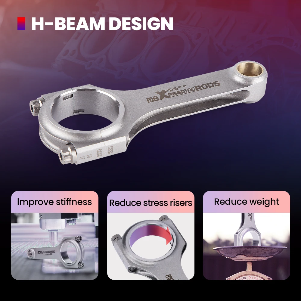 H-Beam Connecting Rods for Ford X Flow Lotus twin cam 1600 Lotus TC wide journal 1600TC Balanced Bellie Belias Pleuel Piston