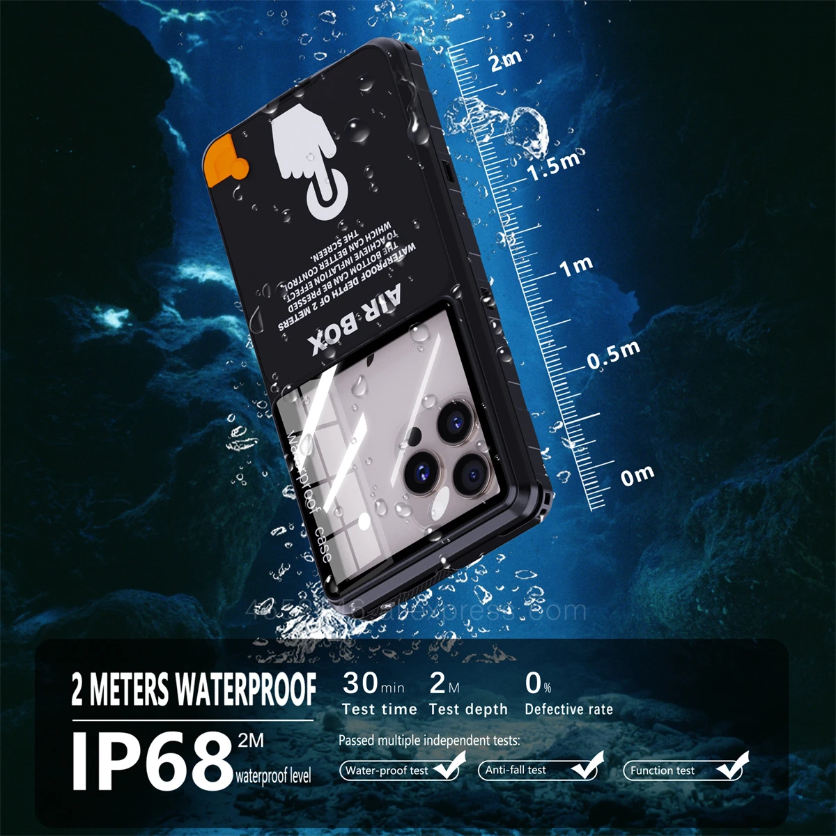 Universal IP68 Waterproof Case Built-in Screen Protector Inflated Touchscreen Beach Dustproof Cover 360 Shockproof Protective