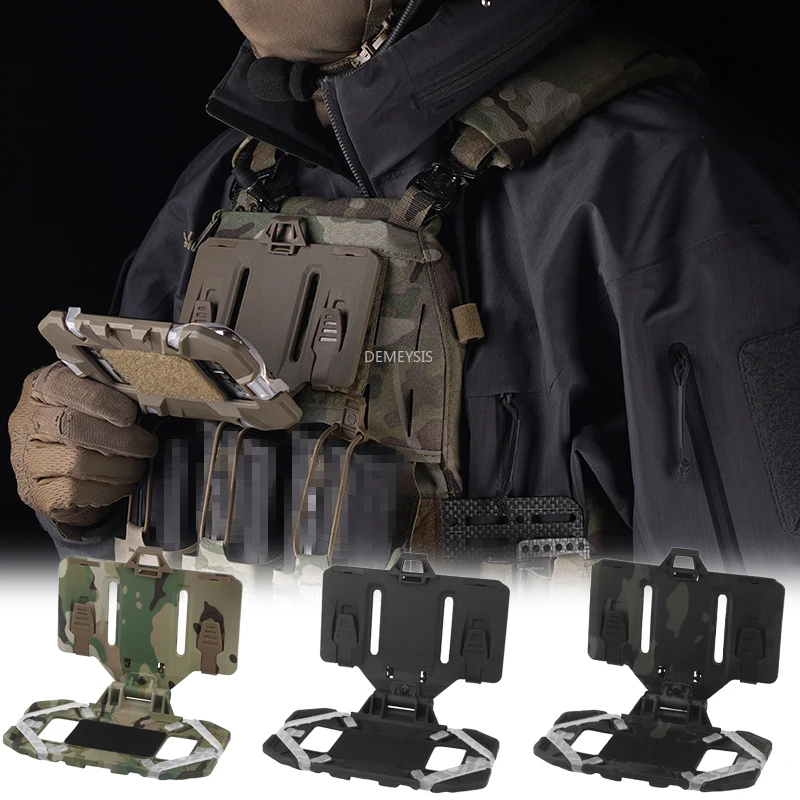

Tactical MOLLE Phone Holder Folding Navigation Board Cellphone Hold Gear Airsoft Hunting Vest Chest Bag Admin Panel Accessories