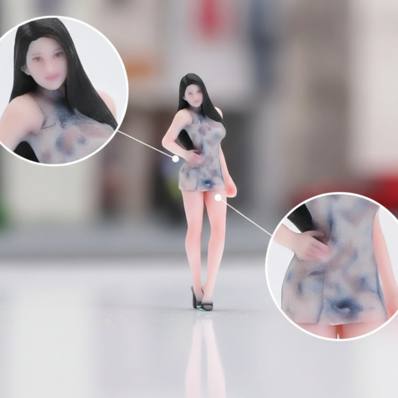 Miniature Female Figure 1/64 Scale Female Figurine Standing Girl Figure Color-Printed Miniature People Figurine Vivid