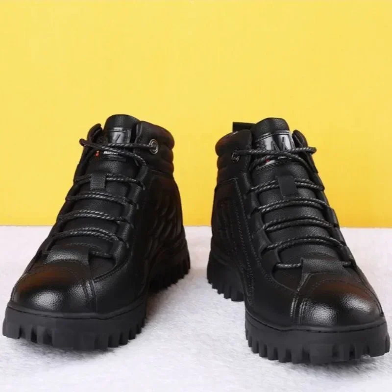 Velvet Leather Shoes for Men Thick Sole Platform High Top Man Casual Boots Low Price Shipping Free Fashion 2024 Luxury Sale Pu