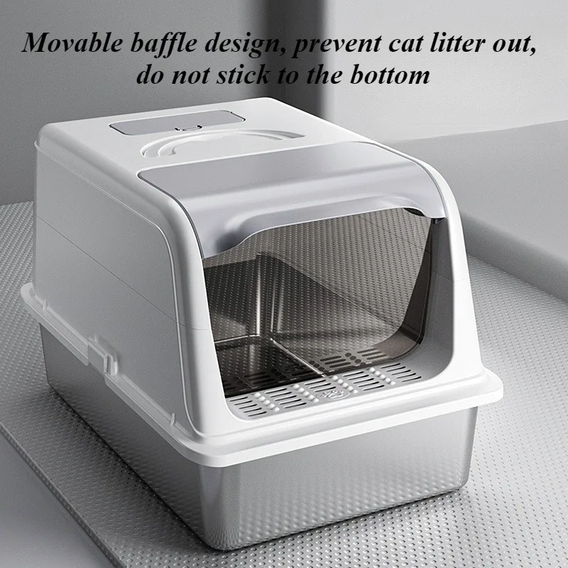 Stainless Steel Cat Litter Box Closed Cat Tray Sandboxes extra Large Cats Toilet Easy clean Cat's Products Accessories