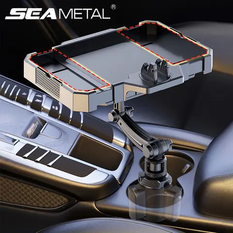 SEAMETAL Car Cup Holder Expansion Tray Multi-Functional Auto Snacks Tray Adjustable Extendable Drink Holder Food Table Plate