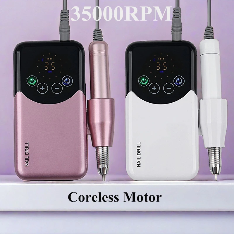 

35000 об/мин, дрель для ногтей с бессердечным двигателем, перезаряжаемая электрическая пилочка для ногтей для акрилового геля, наборы лаков для маникюра и педикюра
