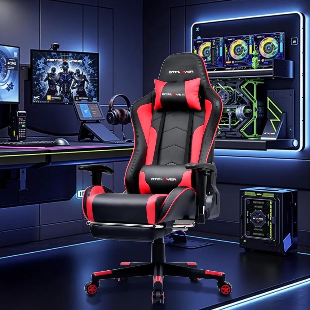 Ergonomic Gaming Chair with Bluetooth Speakers, Adjustable Backrest, 3D Armrests, Footrest for Gamers view 2