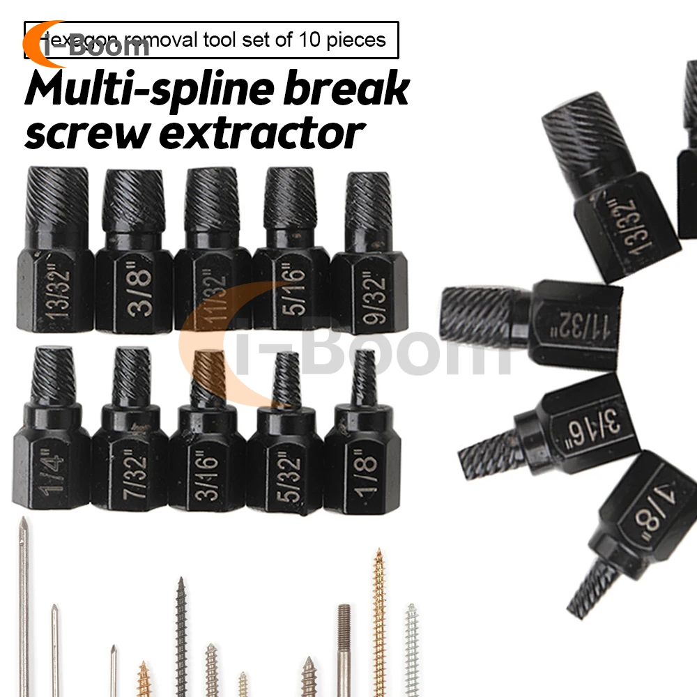 10Pcs Impact Bolt & Nut Remover Set Disassemble Screw and Bolt Extractor Socket for Removing Damaged /Rusted Bolt Remover Tool