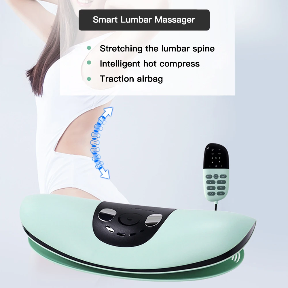 Electric Lumbar Traction Massager Adjustable Vibration Waist Massager Waist Spine Support Back Massage for Home Travel Gift