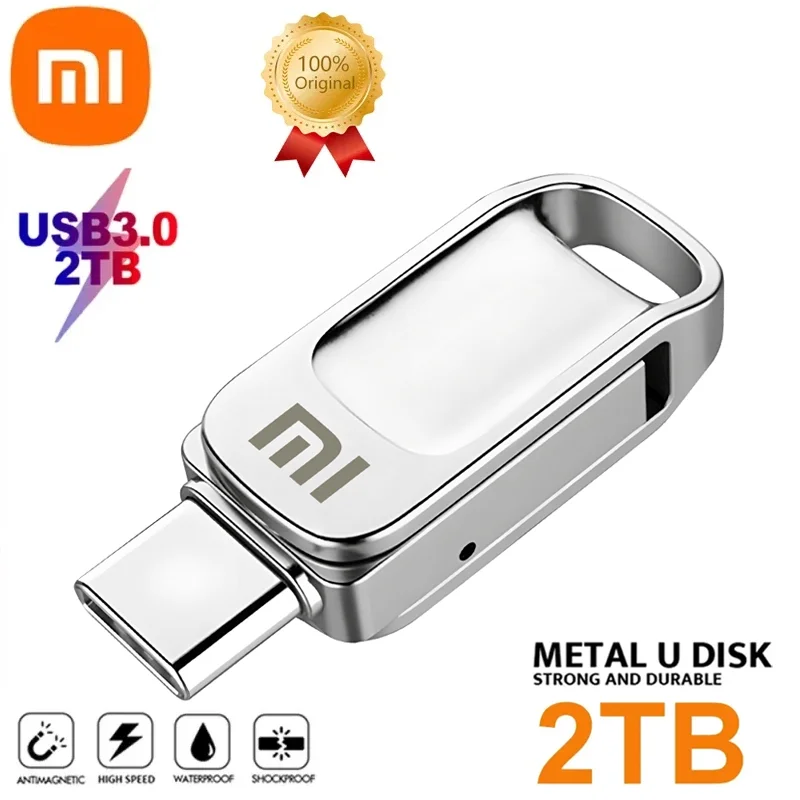 샤오미 고속 USB 드라이브, USB 3.0 플래시 U 디스크, C 타입 인터페이스, 듀얼 사용, 휴대폰 컴퓨터, 금속 메모리 스틱, 스마트 홈, 2TB