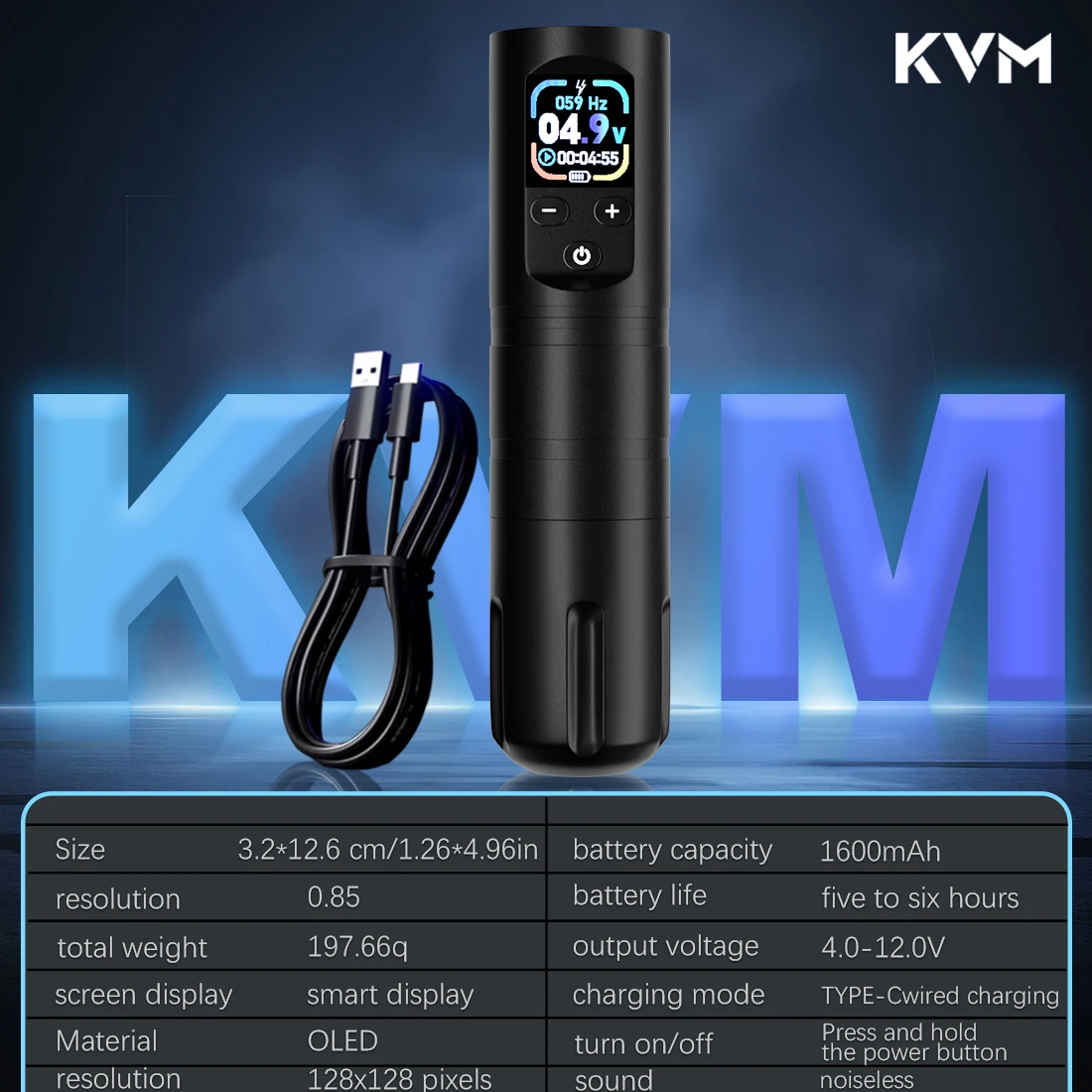 

Беспроводная тату-машинка OLED с длинной ручкой, ручка для татуировки, встроенный авиационный алюминиевый сплав 4-12 В для татуировщиков, принадлежности для татуировки