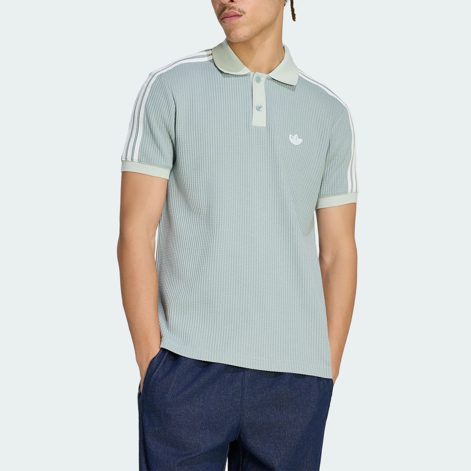 Adidas genuine clover men's waffle knit short sleeved polo shirt KX1231