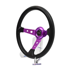 Tiypeor-パープル電気メッキブラケットステアリングホイール、ユニバーサルpu素材カーステアリングホイール、14 