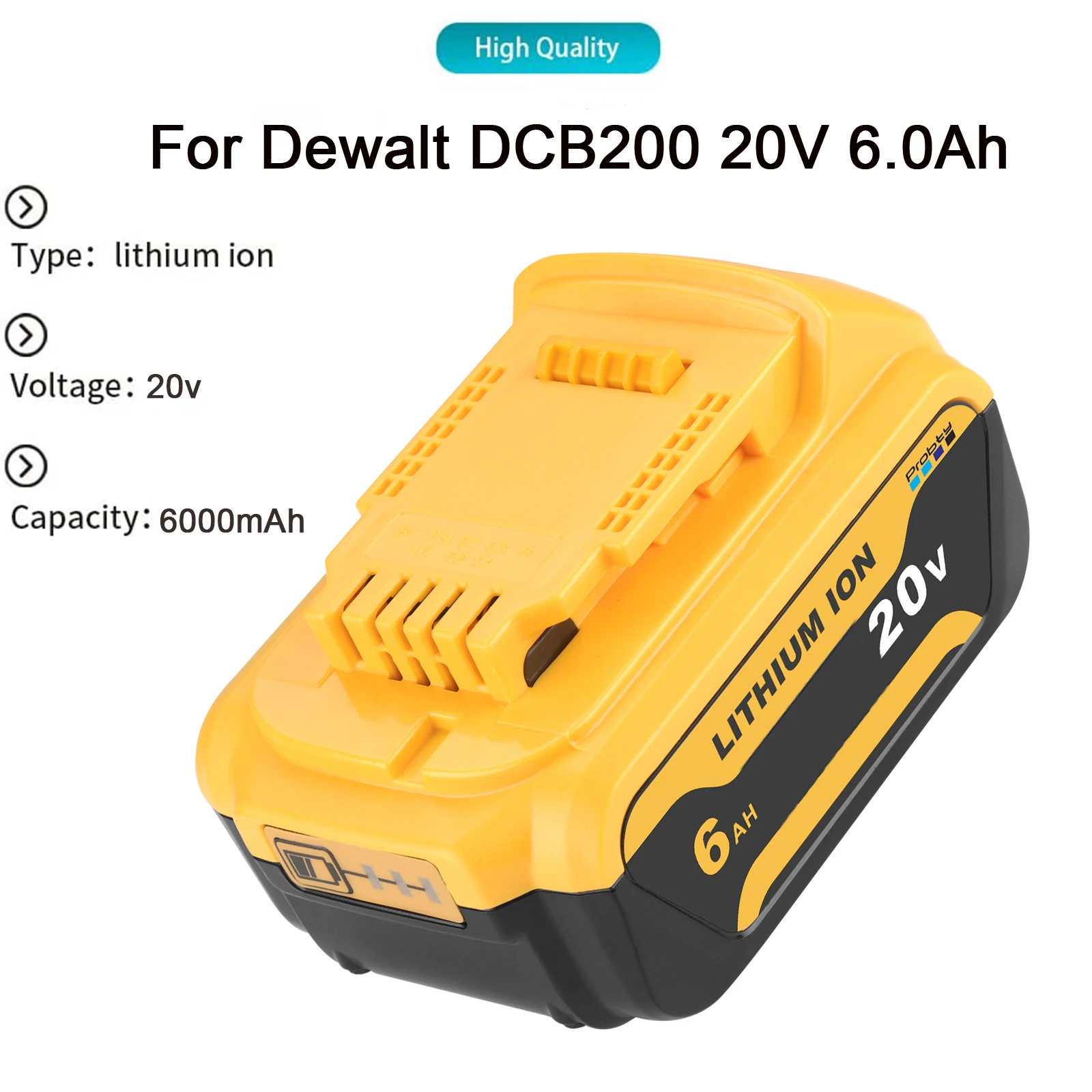 Probty 6000mAh 20V wymienna bateria dla DeWalt 18V DCB184 DCB200 DCB182 DCB180 DCB181 DCB182 DCB201 L50 elektronarzędzia akumulator