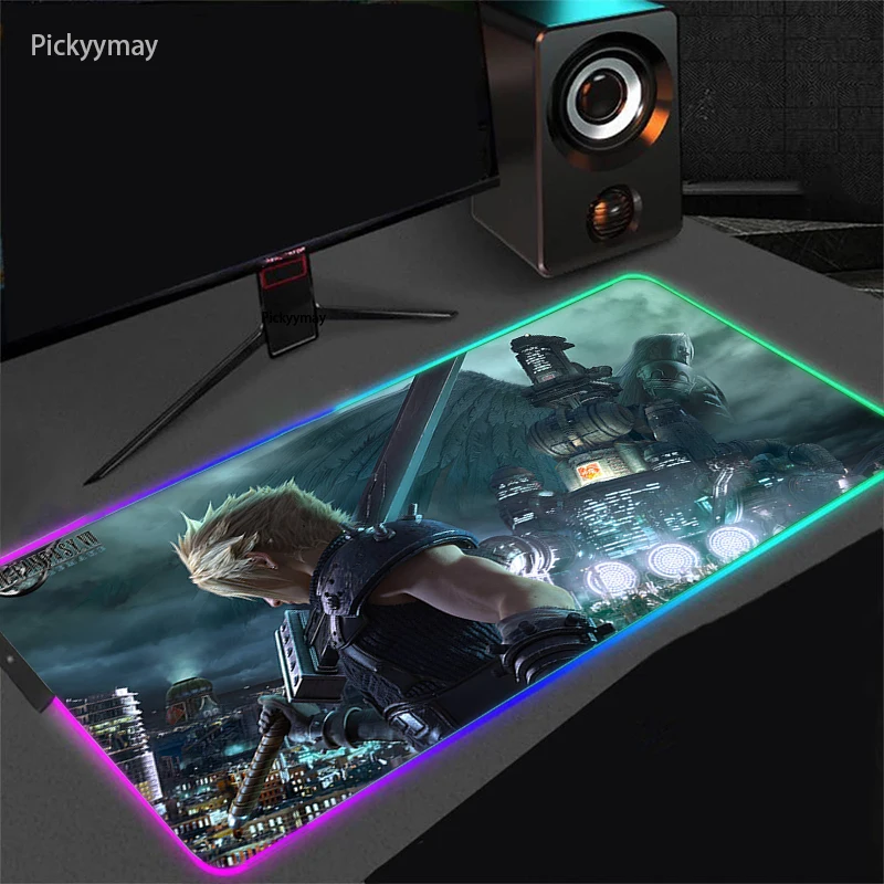 

Large RGB Mouse Pad Final Fantasy Gaming Mousepad LED Mause Pad Gamer XXL Carpet Big Rug Mause Pad PC Desk Play Mat With Backlit