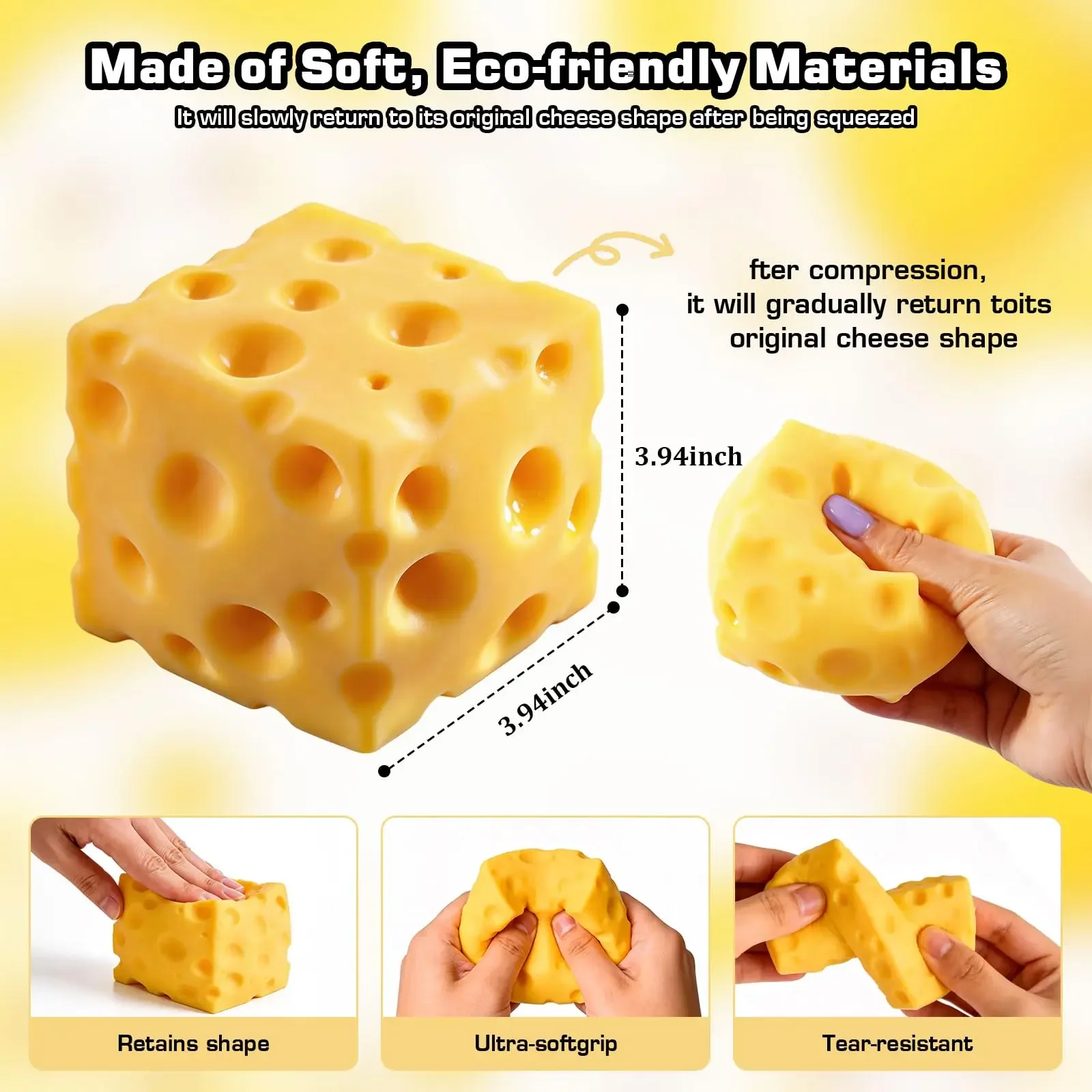 Simulate Cheese Slow Rebound Pinching Office Decompression Slow Rebound Cheese Pinching Ornament Relax And Decompress And Knead