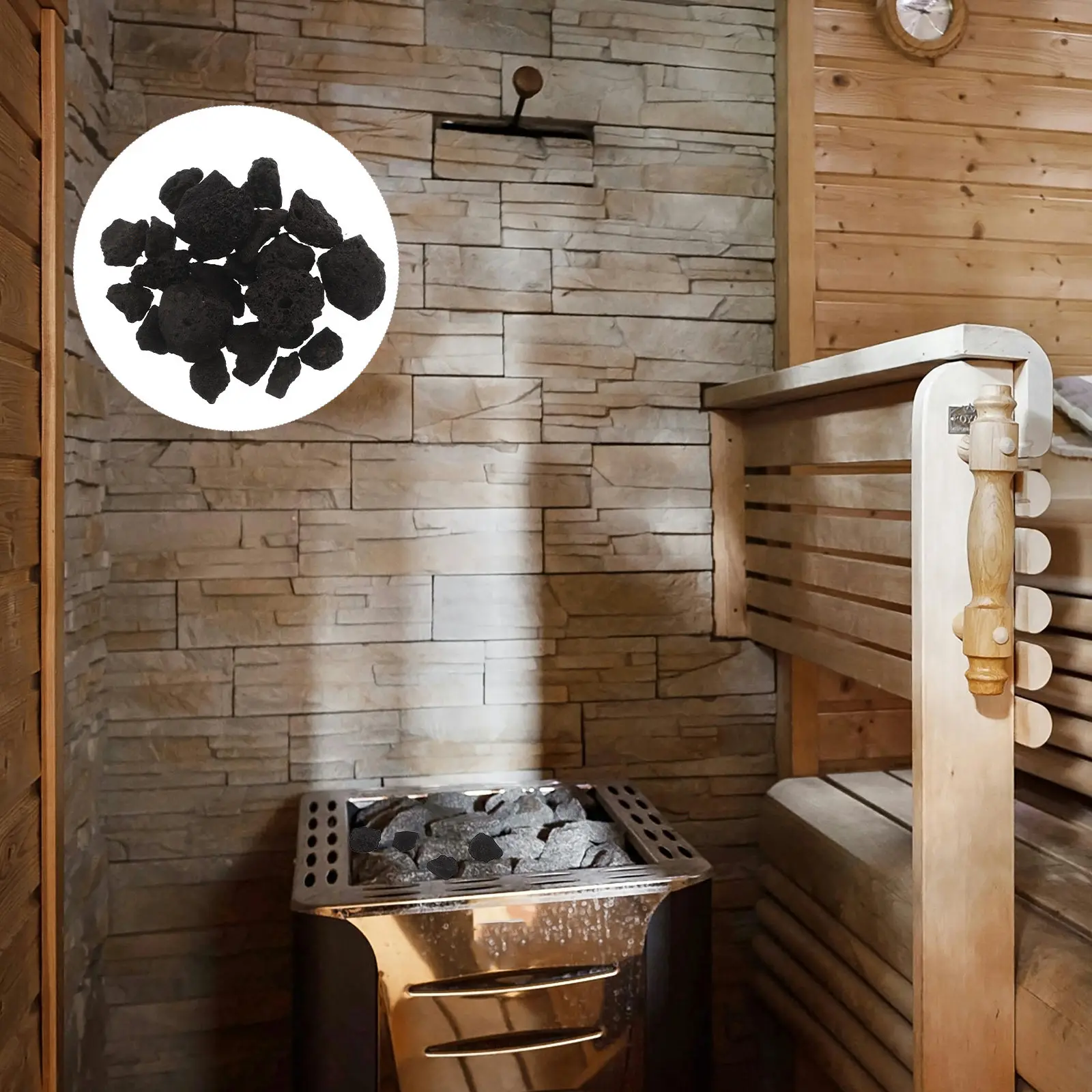 

1 Kg Sauna Volcanic Stones Natural Steam Rocks for Spa Massage Stone Heat Retention Sauna Room Heater Rocks for Home Commercial