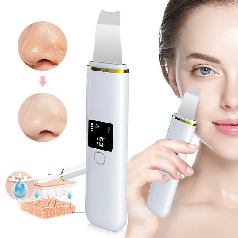 Oplaadbare Ultrasone Facial Peel Cleaner Huid Scrubber EMS Verjonging Therapie Mee-eter Elektrische Gezicht Exfoliërende Schop