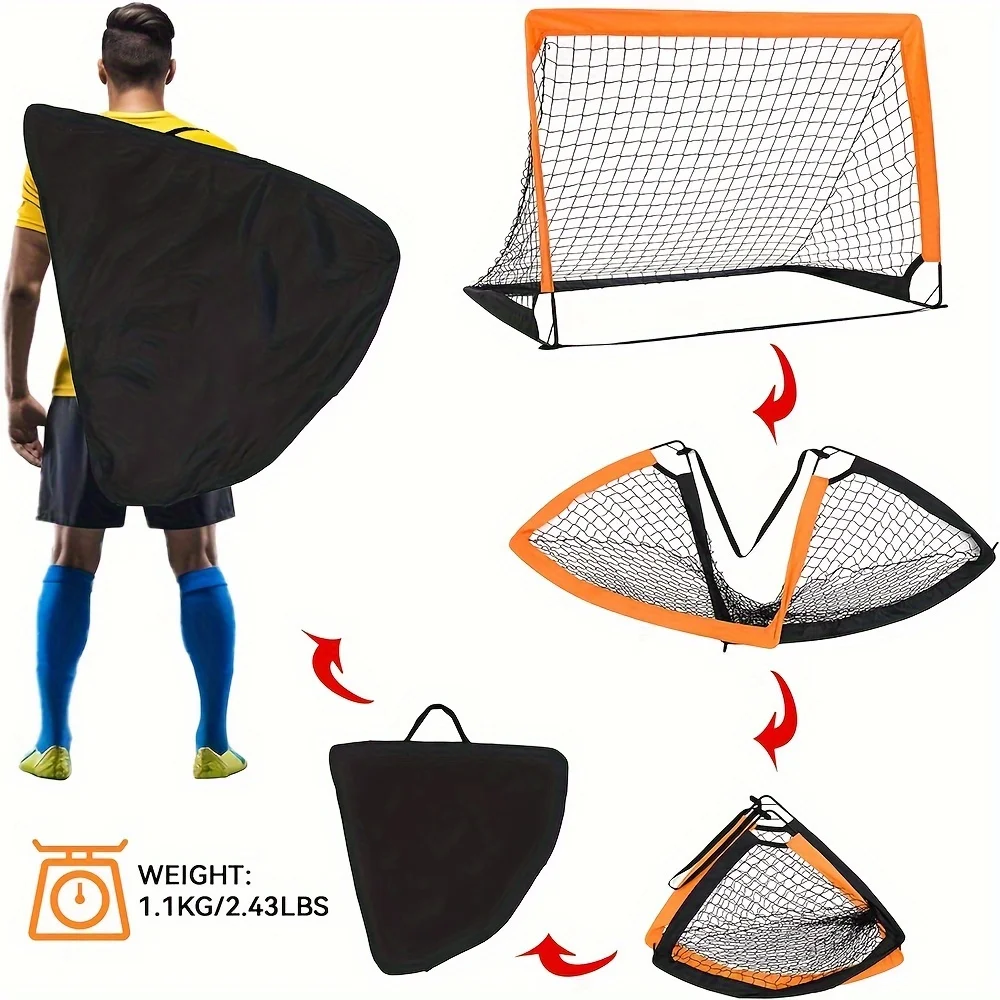 Portería de fútbol portátil para patio trasero, red de fútbol de entrenamiento móvil plegable para niños, portería de fútbol para interiores y exteriores, portería de fútbol emergente