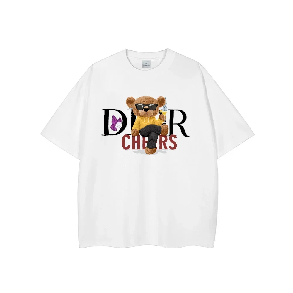 

2025 New luxury Bear 100% pure cotton T-shirt, casual high-quality short-sleeved fashion, summer sports top