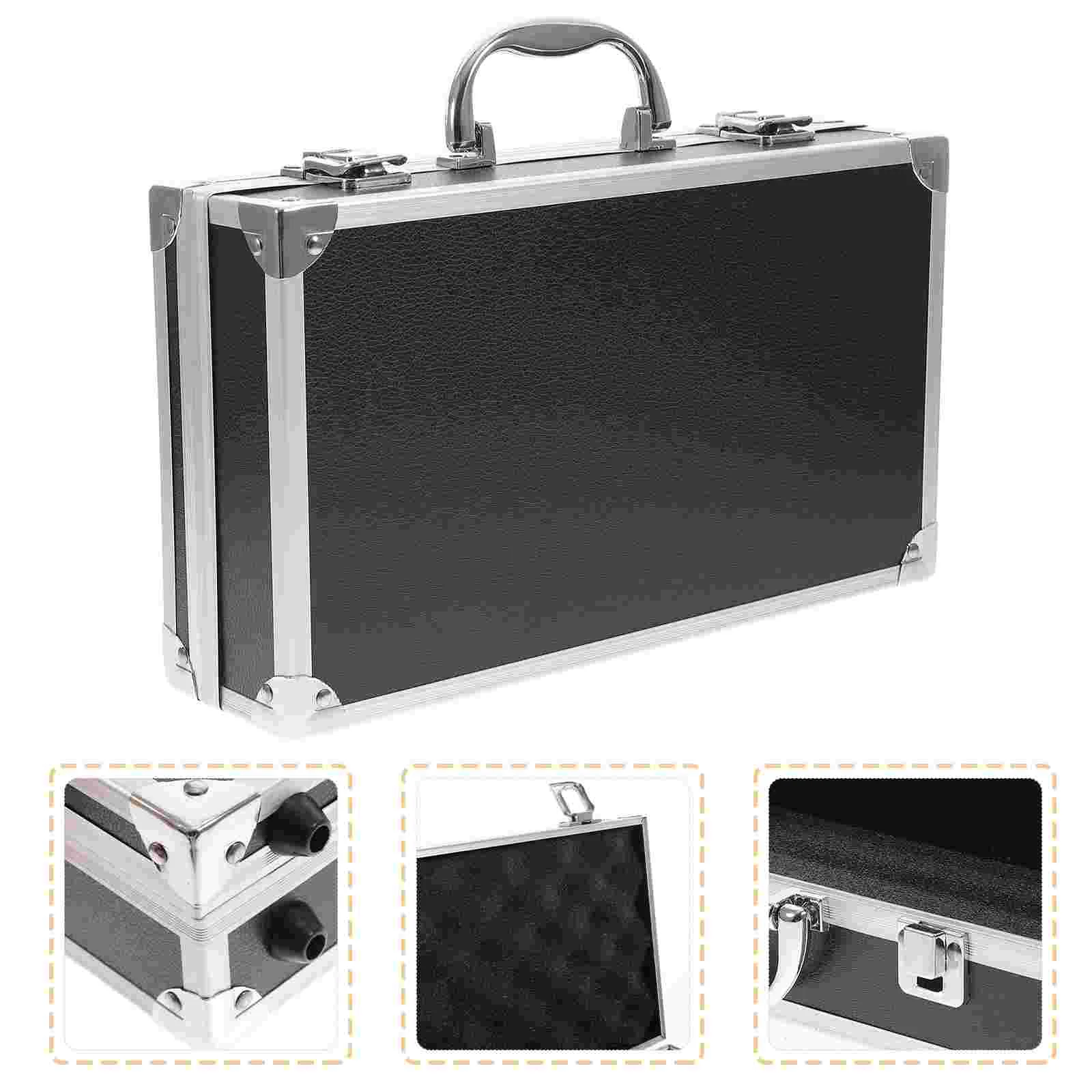 Toolbox First Aid Case Aluminum Storage Black Large Multi-purpose Portable Alloy Box Carrying