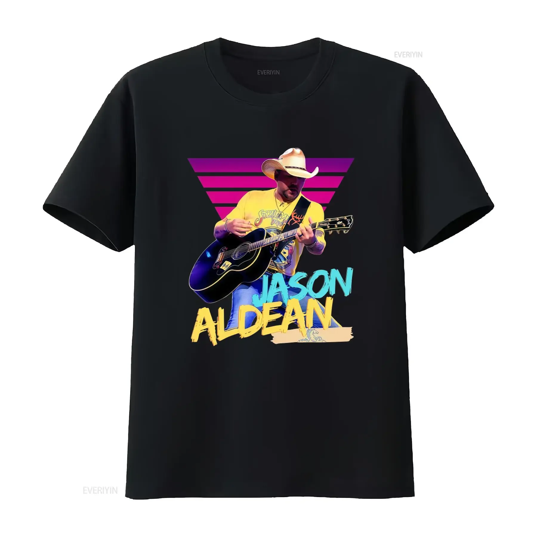 Retro Music Jason Aldean Design T Shirt for Country Rock Singer Lovers Stylish Print Comfortable Cotton Fabric vintage Washed