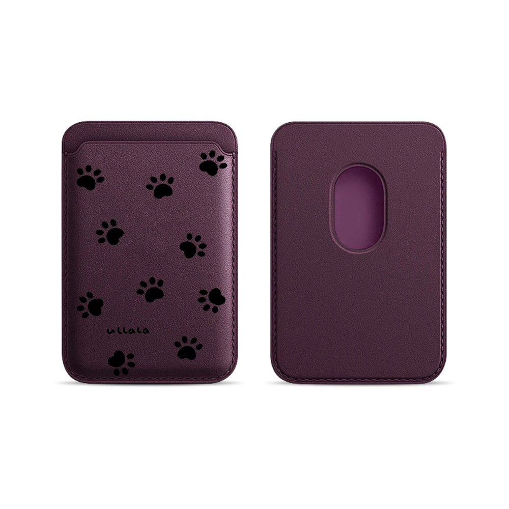 Katzen- und Hundepfoten-Leder-Kartenetui Handyhülle Kartenhalter für Magnetische Hülle Geeignet für alle iPhone Magsafe Karten-Handy-Rückseiten-Taschen – Detail 17