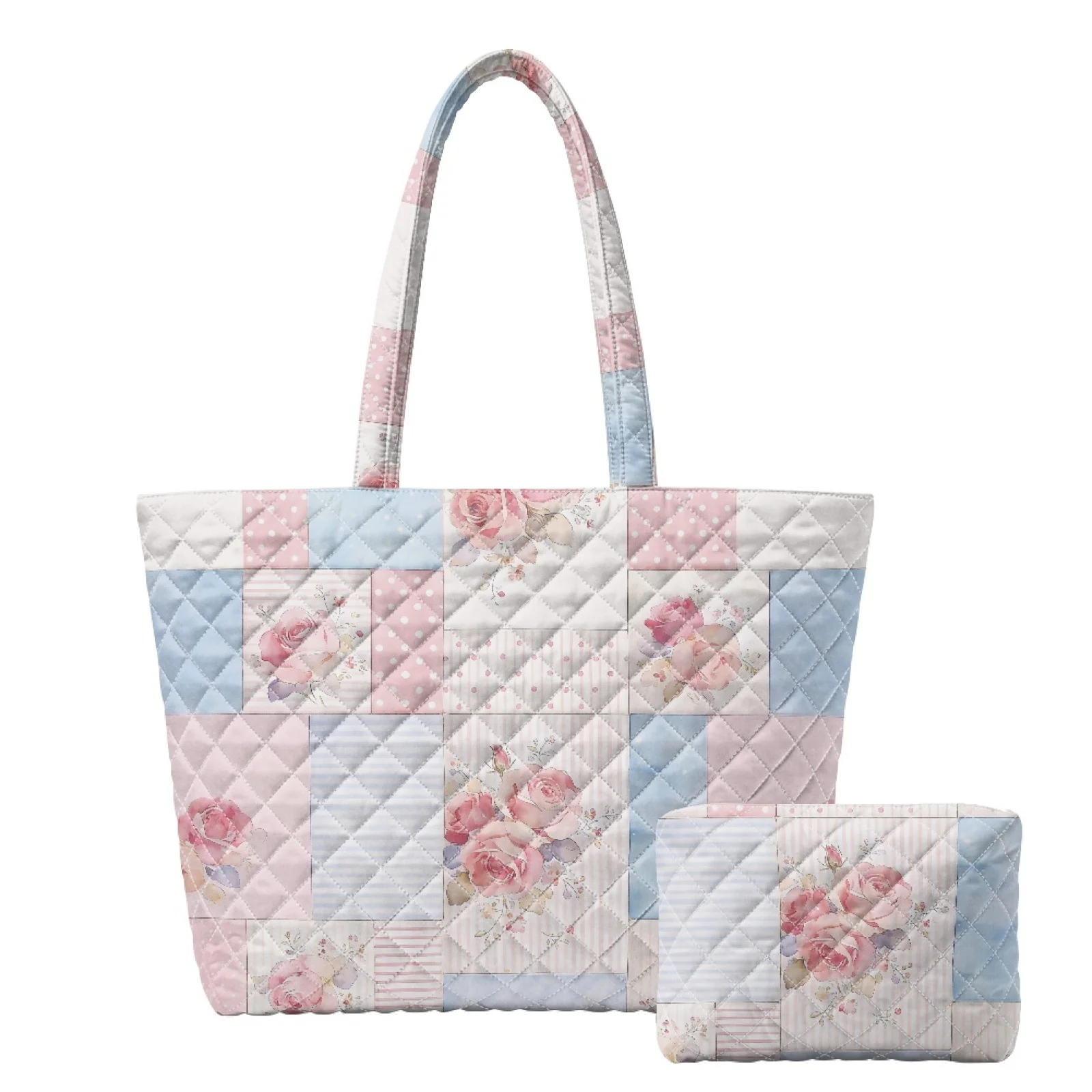 Coloranimal Lavender Floral 2 Pieces Embroidered Shopper Handbag for Commuter Leisure Time 2026 New