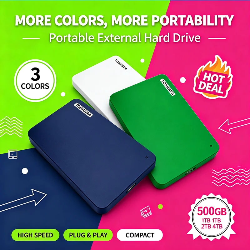 2026 NEW 2.5 Inch Canvio Ready A3 USB 3.0 Portable External Hard Drive 500GB/1TB/2TB/4TB Compatible For Laptop Mac Android