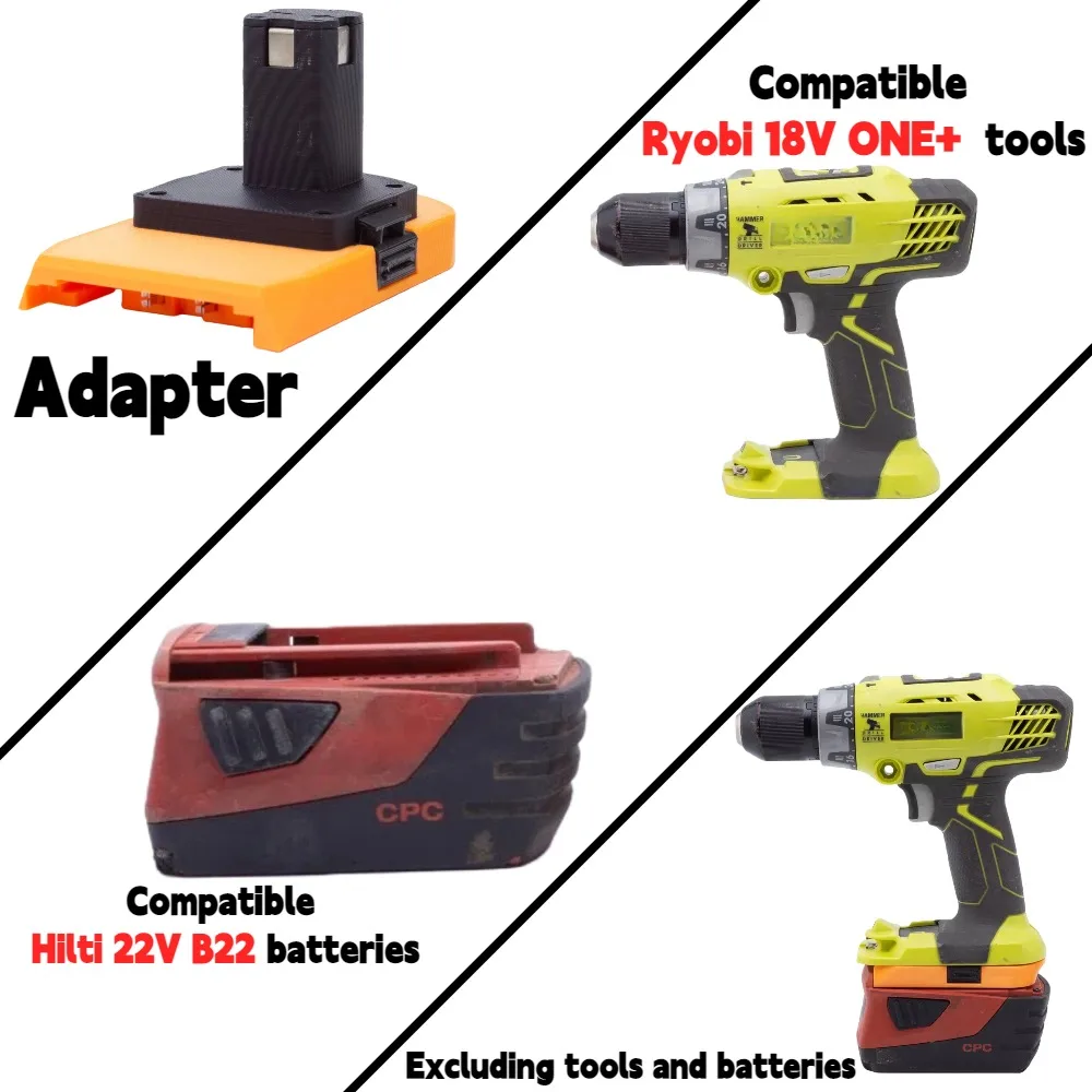For Hilti 22V B22 （B22-2.6,B22-4.0,B22-8.0）Li-ion Battery TO Ryobi 18V ONE+ Cordless Tools Adapter/Converter(Only Adapter)
