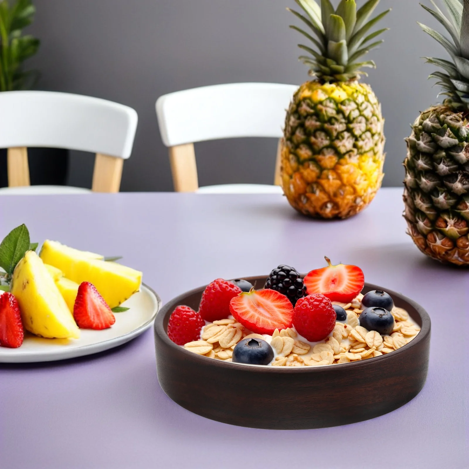 

Wooden Salad 7.86'' Round Rustic Serving Bowl For Salads Fruits Snacks Multipurpose Kitchen Fruit Bowl Large Acacia Wood