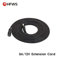 Extensión de cámara de seguridad DC 12V, Cable macho y hembra de alimentación de 3M, Cables de 5,5mm x 2,1mm para cámara Wifi/AHD/IP