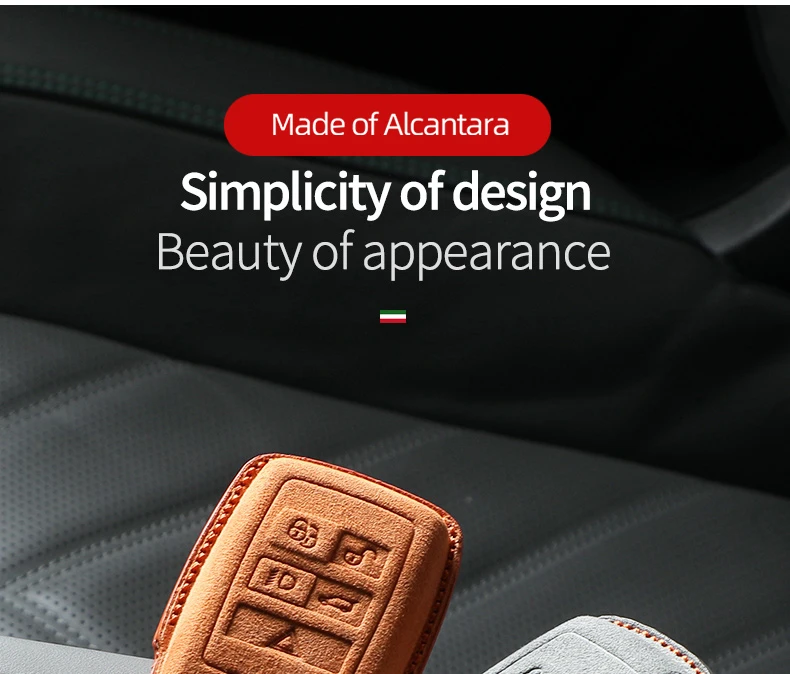 Schutzhülle für Autoschlüssel, passend für Land Rover Range Rover Sport, Evoque, Freelander 2, aus Wildleder und Alcantara, Zubehör. – Detail 6