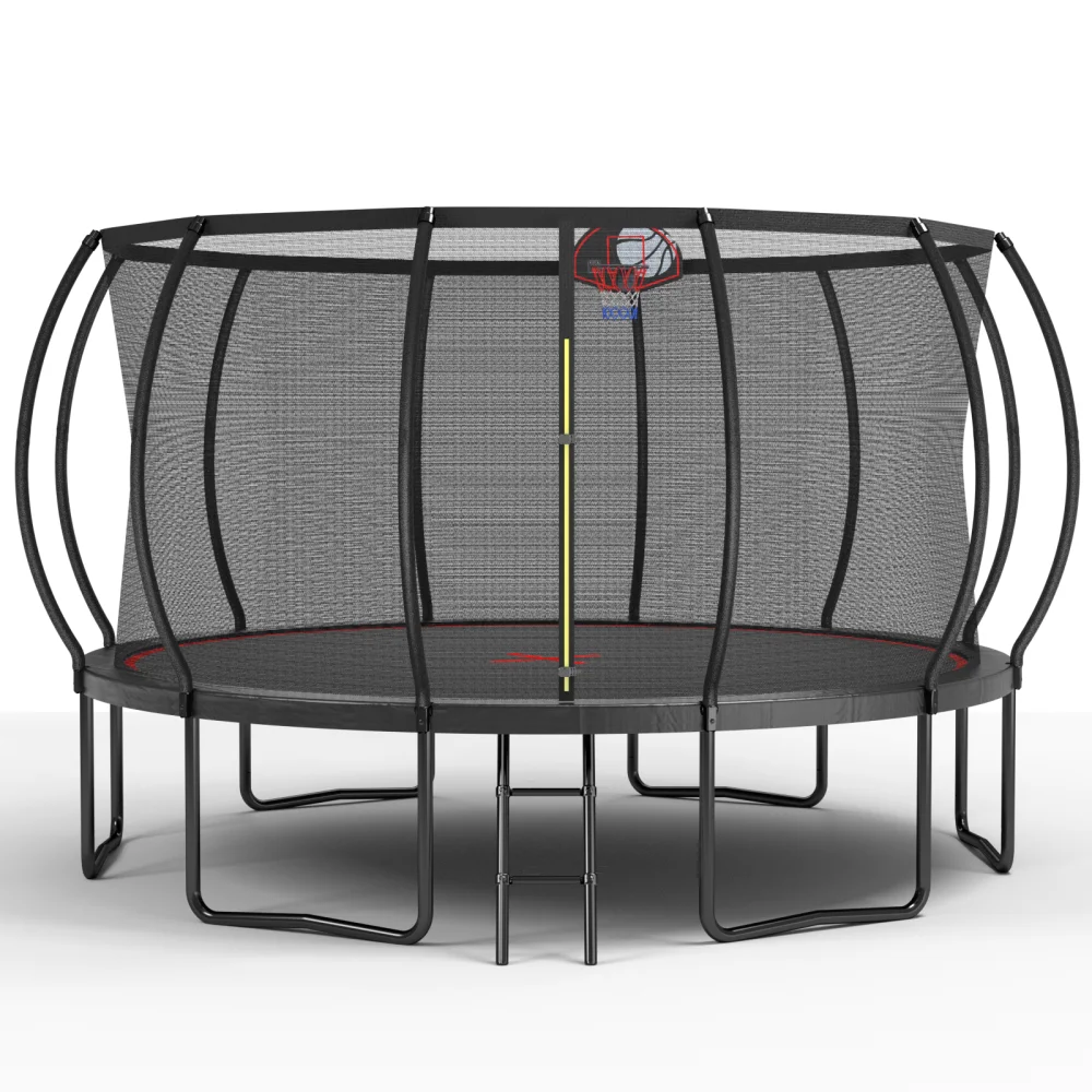 

14FT trampoline Pumpkin- Black Red- fframe height 90cm