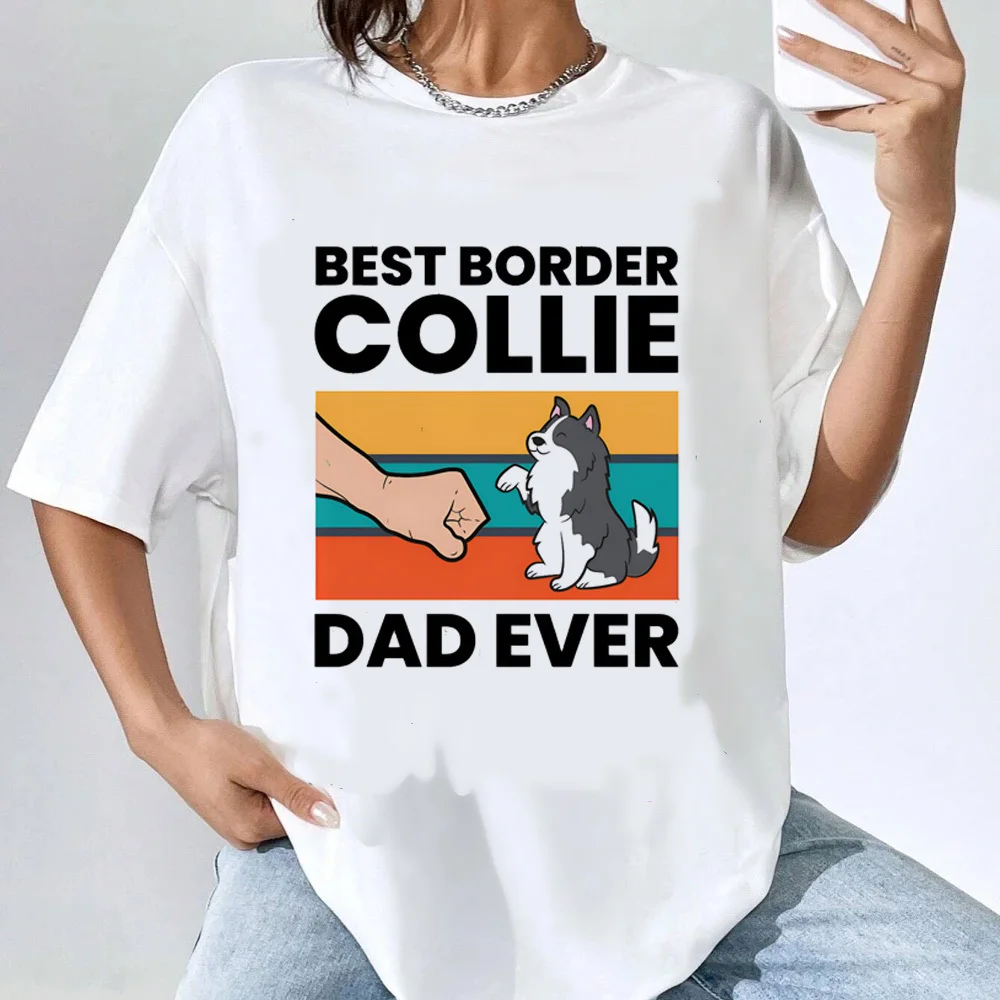 Border Collie women Gothic Y2k aesthetic University Punk Vintage tshirt Graphic graphic Comfortable Retro streetwear Colorful