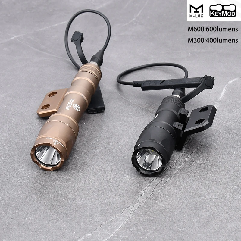 2023 M300 Flashlight M300A Wadsn Tactical Spotlight Base 400lumen Weapon Mini Scout Light LED Torch For M-LOK Keymod 20mm Rail