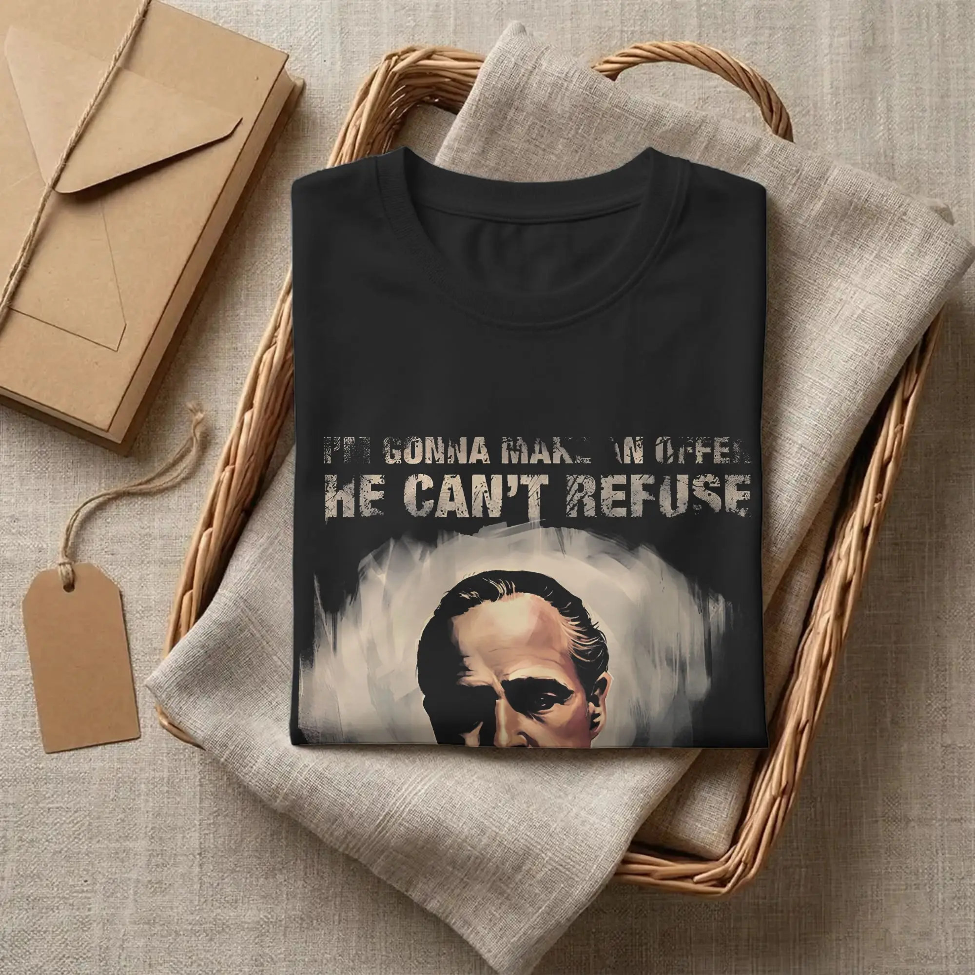Godfather Original Title Logo T-Shirts for Men Movie American Novelty Pure Cotton Tee Round Collar Short Sleeve T Shirts Summer