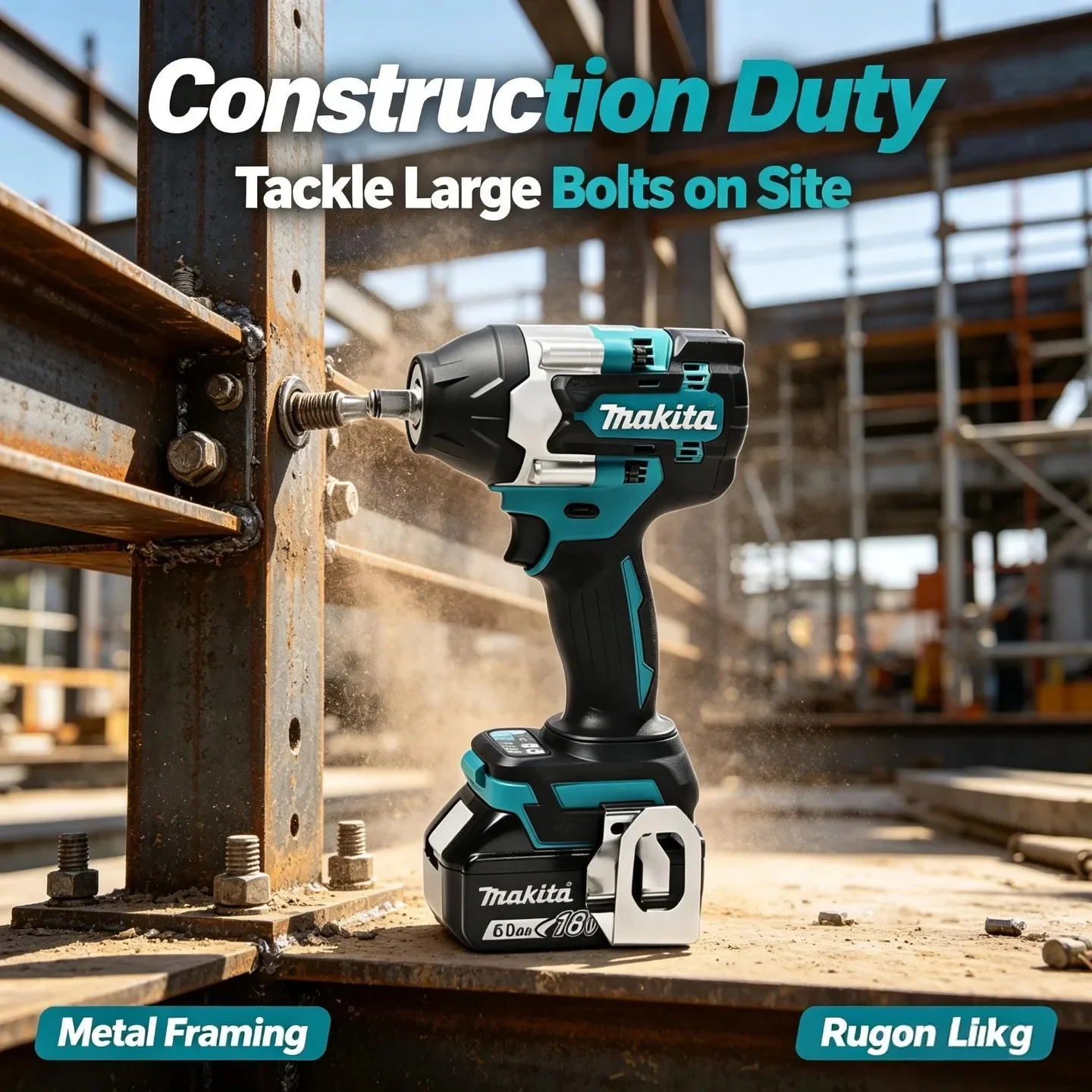 Makita DTW700 Professioneller Hochleistungs-Schlagschrauber 18V Kabellos Bürstenloser Motor 1000Nm Drehmoment Auto-Stopp-Sicherheit 1/2 Zoll Antrieb Akku- und Ladegerät-Set mit Hartschalenkoffer für