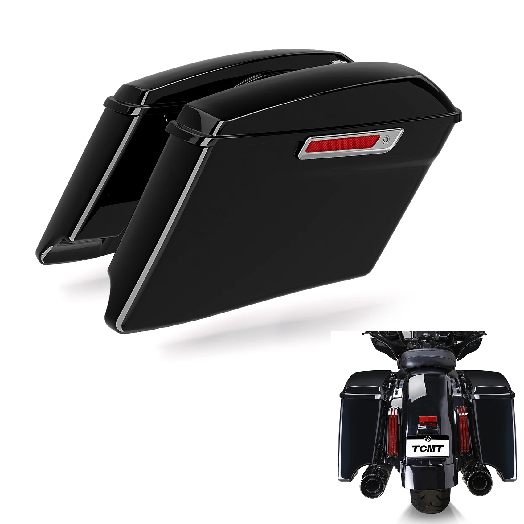 

Motorcycle 4" Stretched Hard Saddlebags For Harley Touring CVO Street Glide Road Glide 2014-2024
