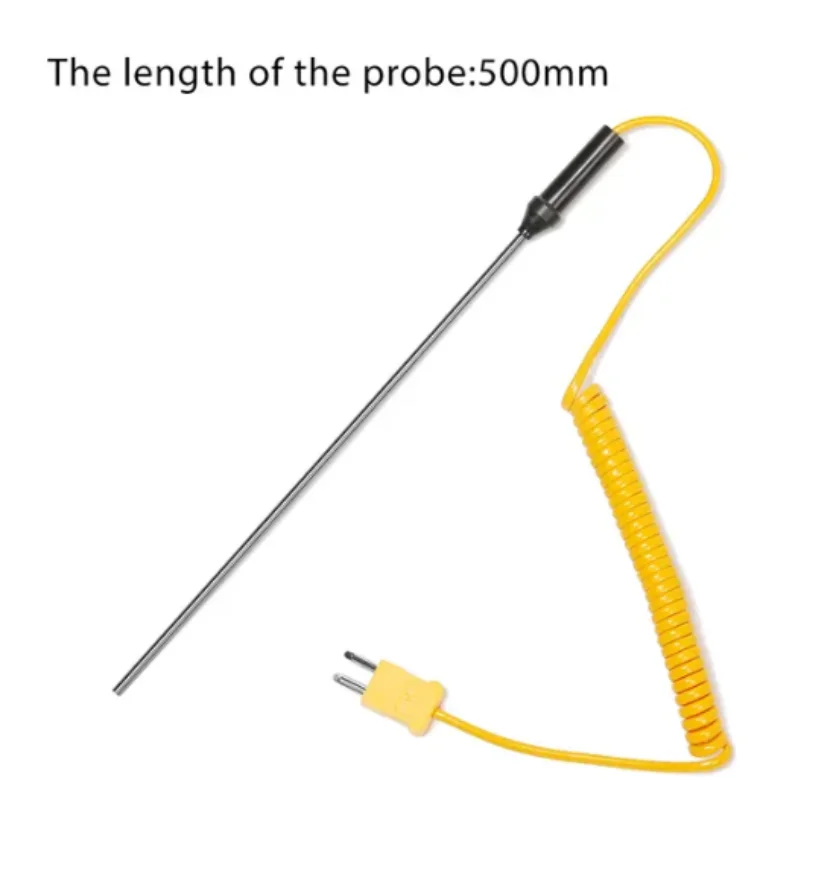 1 Rugged 100/300/500mm K-Type Thermocouple Probe Sensor -50°C to 1200°C Measuring Tool with Wire Cable