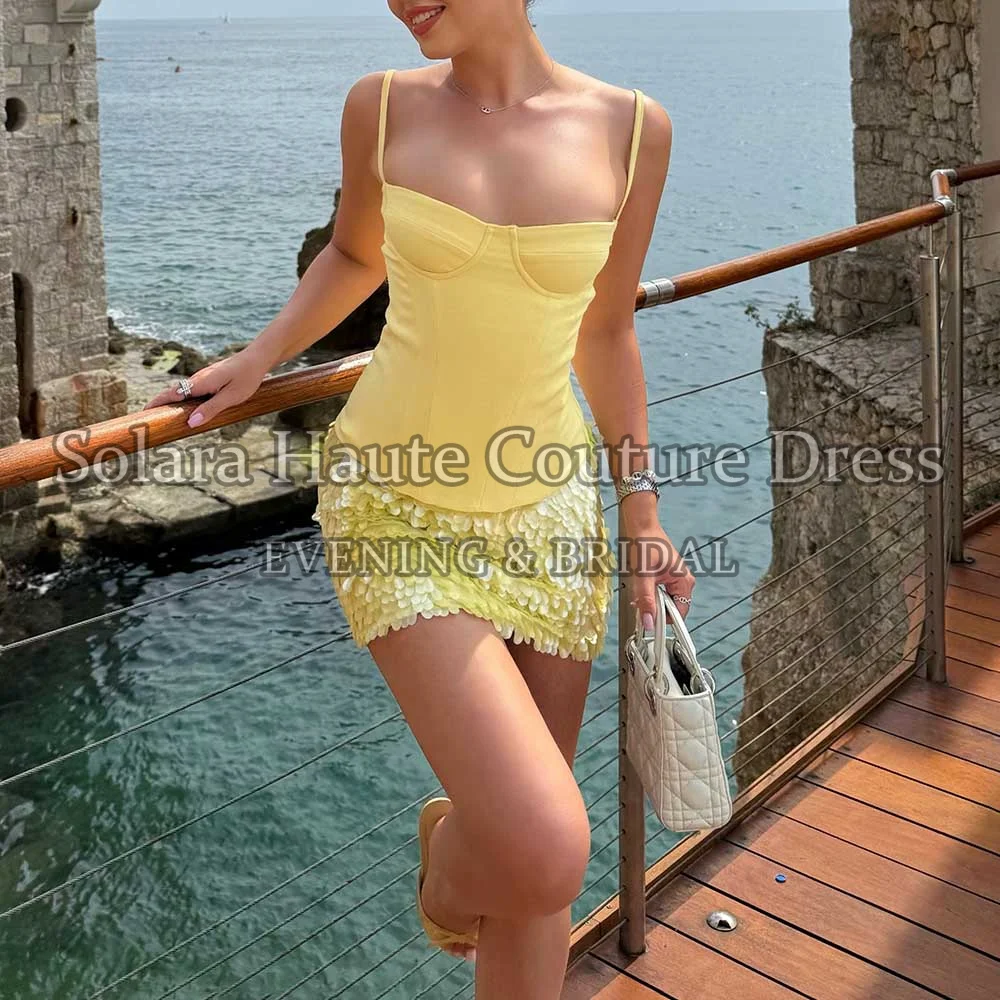 Solara Two Piece Sequin Short Formal Dress Thin Strap Bone Waist Corset Multi Layer Fish Scale Mini Cocktail Gown Custom 2026
