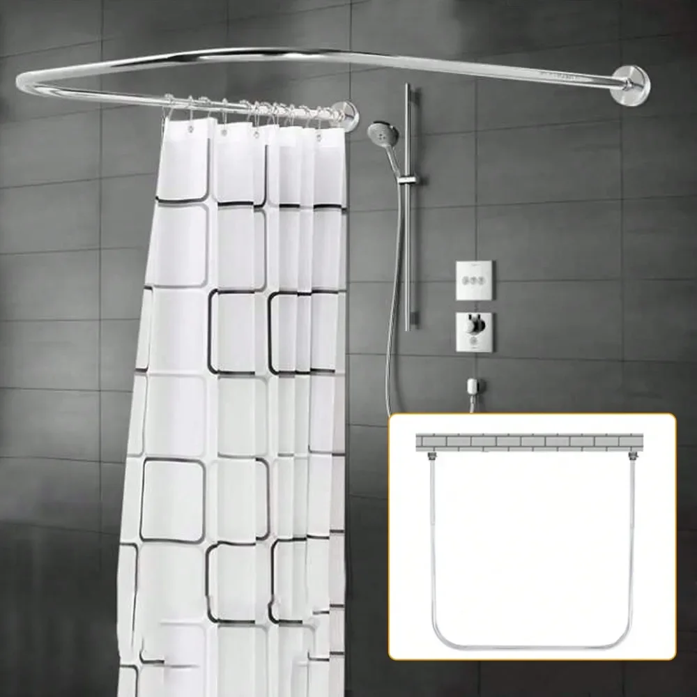 

Curved Shower Curtain Rail Rod, Stainless Steel Bathroom Pole, RustResistant And Easy To Install Bathroom Decor