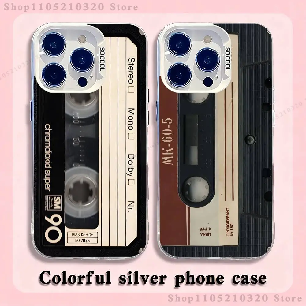

Cassette Tape Vintage Phone Case For iPhone 17,16,15,14,13,12,11,Mini,Pro,E,MAX White Matte Silicone Whtie Cover