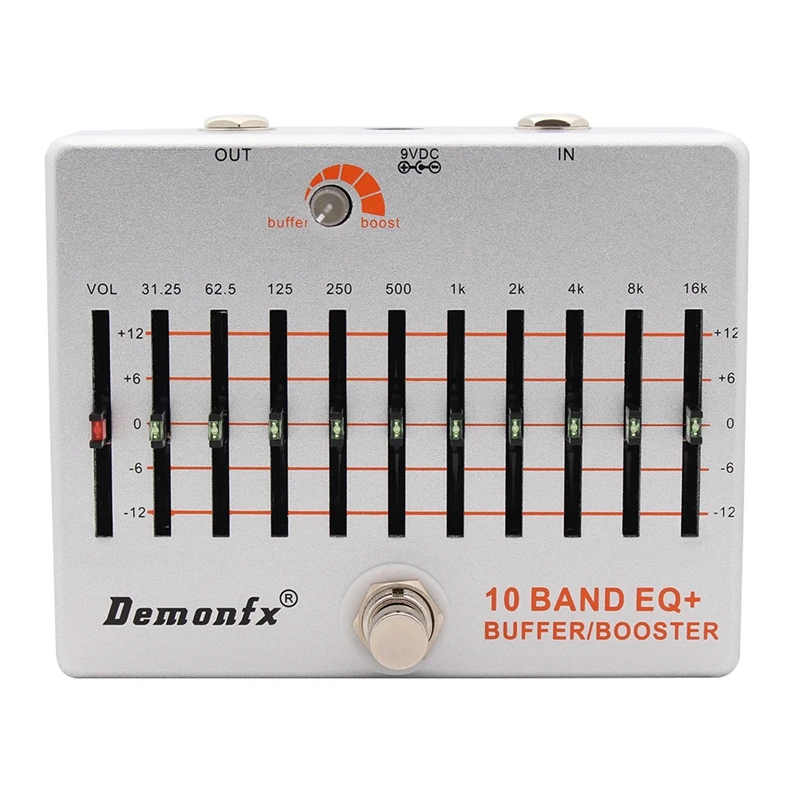 Demonfx 10 band EQ+bass guitar boost buffer pedal effect equalizer boost buffer