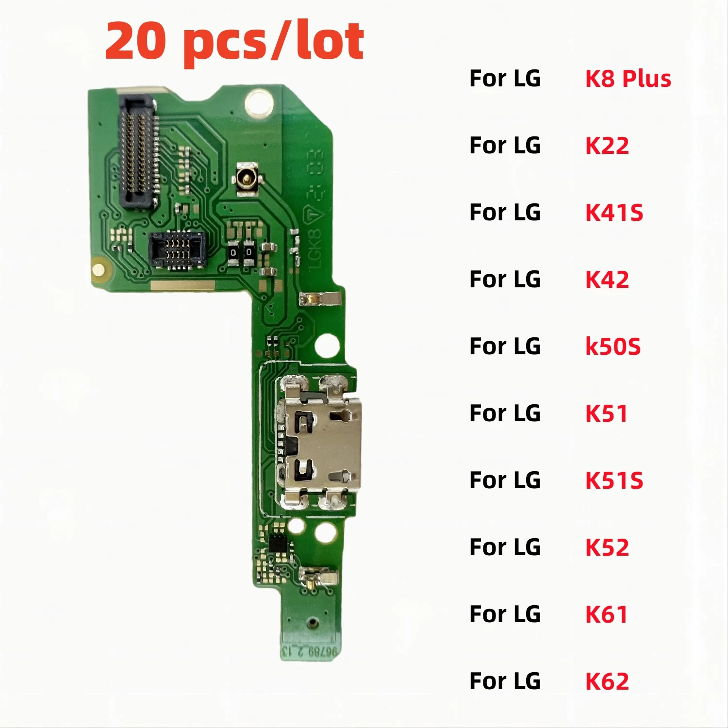 

20 Pcs/Lot USB Charger Connector Charging Port Flex Cable For LG K8 Plus K22 K41S K42 K51 K50S K51S K52 K61 Microphone Module