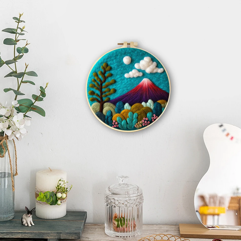 

SDOYUNO Wool Felt Painting Kit Landscape Cross Stitch Wool Felting Tools Felting Kits For Beginners Needles For Fleece And Felt