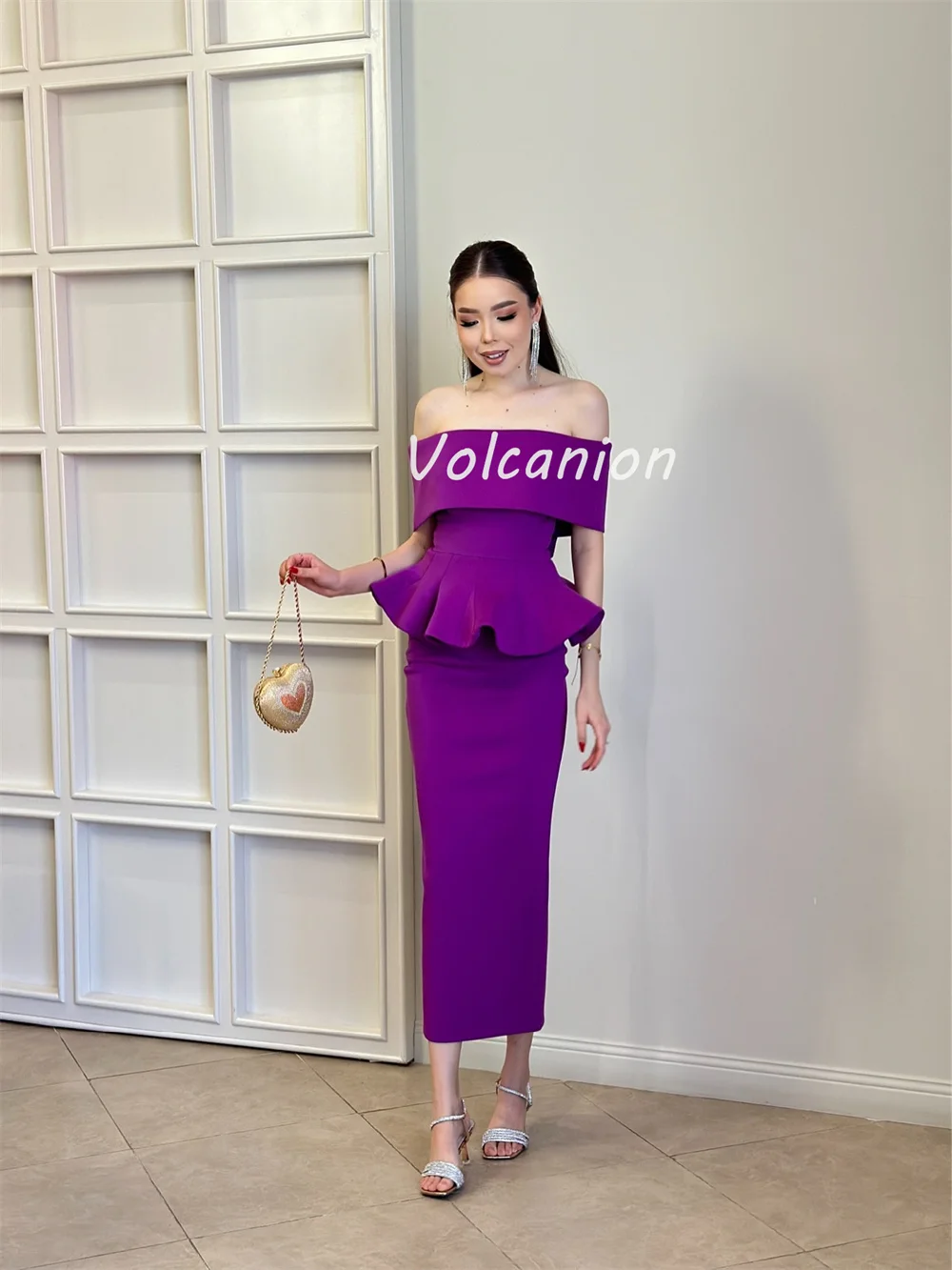 Customized Modern Style Fashion Jersey Draped Column Off-the-shoulder Ankle Length Dresses Bespoke Occasion Dresses Classic Sexy